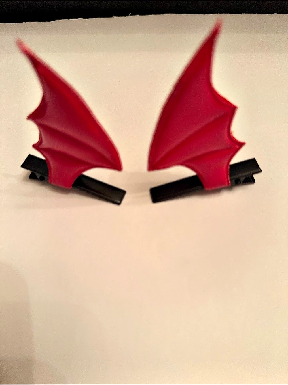 Red Bat Wing Hair Clips Set New